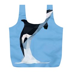 Whale Animals Sea Beach Blue Jump Illustrations Full Print Recycle Bags (l) 