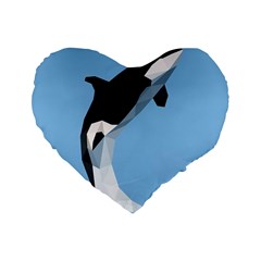 Whale Animals Sea Beach Blue Jump Illustrations Standard 16  Premium Flano Heart Shape Cushions by Alisyart