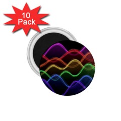 Twizzling Brain Waves Neon Wave Rainbow Color Pink Red Yellow Green Purple Blue Black 1 75  Magnets (10 Pack)  by Alisyart