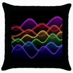 Twizzling Brain Waves Neon Wave Rainbow Color Pink Red Yellow Green Purple Blue Black Throw Pillow Case (black)