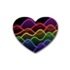 Twizzling Brain Waves Neon Wave Rainbow Color Pink Red Yellow Green Purple Blue Black Rubber Coaster (heart)  by Alisyart