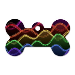 Twizzling Brain Waves Neon Wave Rainbow Color Pink Red Yellow Green Purple Blue Black Dog Tag Bone (two Sides) by Alisyart