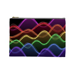 Twizzling Brain Waves Neon Wave Rainbow Color Pink Red Yellow Green Purple Blue Black Cosmetic Bag (large)  by Alisyart