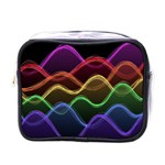 Twizzling Brain Waves Neon Wave Rainbow Color Pink Red Yellow Green Purple Blue Black Mini Toiletries Bags Front