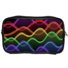 Twizzling Brain Waves Neon Wave Rainbow Color Pink Red Yellow Green Purple Blue Black Toiletries Bags by Alisyart