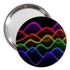 Twizzling Brain Waves Neon Wave Rainbow Color Pink Red Yellow Green Purple Blue Black 3  Handbag Mirrors