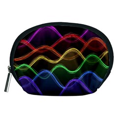 Twizzling Brain Waves Neon Wave Rainbow Color Pink Red Yellow Green Purple Blue Black Accessory Pouches (medium) 