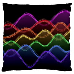 Twizzling Brain Waves Neon Wave Rainbow Color Pink Red Yellow Green Purple Blue Black Standard Flano Cushion Case (two Sides) by Alisyart