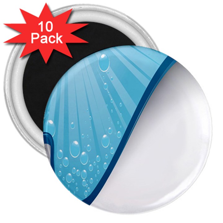 Water Bubble Waves Blue Wave 3  Magnets (10 pack) 