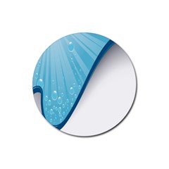 Water Bubble Waves Blue Wave Rubber Coaster (round)  by Alisyart