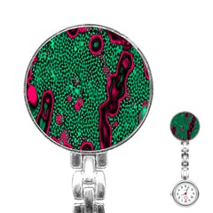 Reaction Diffusion Green Purple Stainless Steel Nurses Watch by Alisyart