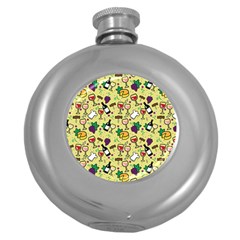 Wine Cheede Fruit Purple Yellow Round Hip Flask (5 Oz)