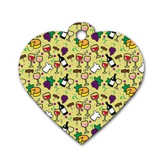 Wine Cheede Fruit Purple Yellow Dog Tag Heart (two Sides) by Alisyart