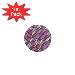 Triangle Plaid Circle Purple Grey Red 1  Mini Magnets (100 Pack) 