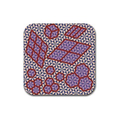 Triangle Plaid Circle Purple Grey Red Rubber Coaster (square)  by Alisyart