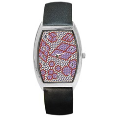 Triangle Plaid Circle Purple Grey Red Barrel Style Metal Watch by Alisyart