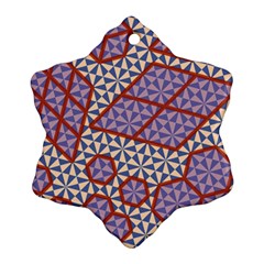 Triangle Plaid Circle Purple Grey Red Snowflake Ornament (two Sides)