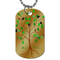 Tree Root Leaves Contour Outlines Dog Tag (two Sides) by Simbadda