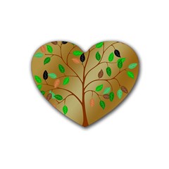 Tree Root Leaves Contour Outlines Heart Coaster (4 Pack)  by Simbadda