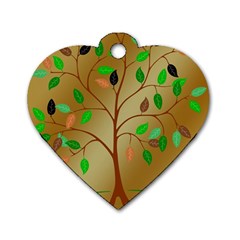 Tree Root Leaves Contour Outlines Dog Tag Heart (one Side) by Simbadda