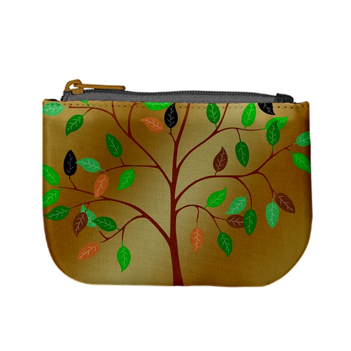 Tree Root Leaves Contour Outlines Mini Coin Purses