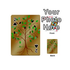 Tree Root Leaves Contour Outlines Playing Cards 54 (mini)  by Simbadda