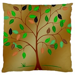 Tree Root Leaves Contour Outlines Large Cushion Case (one Side) by Simbadda