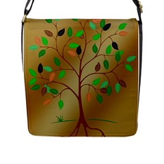 Tree Root Leaves Contour Outlines Flap Messenger Bag (l)  by Simbadda