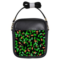 Leaves True Leaves Autumn Green Girls Sling Bags by Simbadda