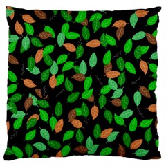 Leaves True Leaves Autumn Green Large Cushion Case (one Side) by Simbadda