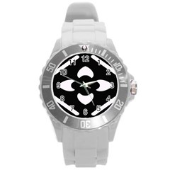 Pattern Background Round Plastic Sport Watch (l) by Simbadda