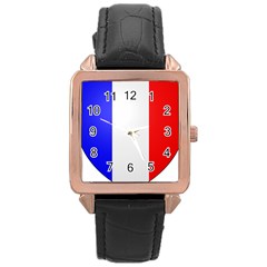 Shield On The French Senate Entrance Rose Gold Leather Watch  by abbeyz71