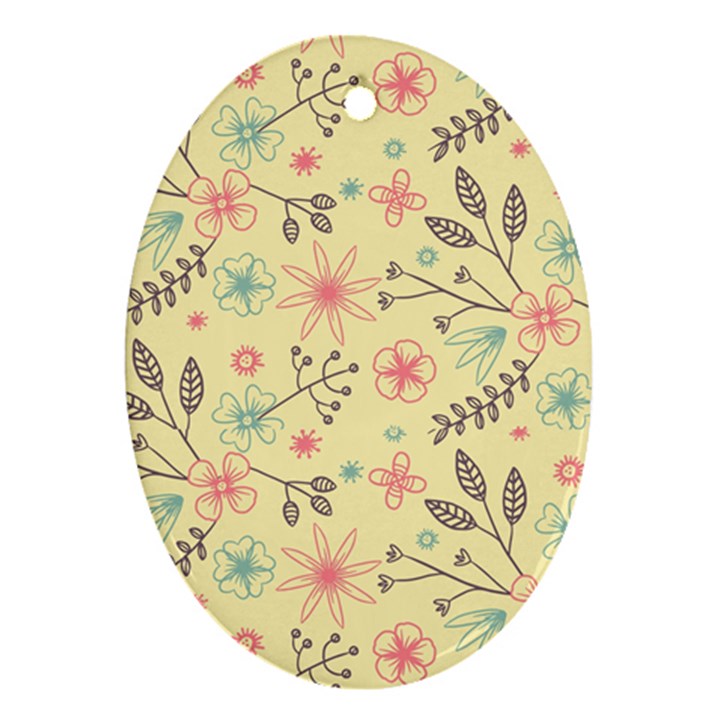 Seamless Spring Flowers Patterns Ornament (Oval)