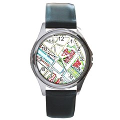 Paris Map Round Metal Watch by Simbadda