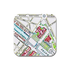 Paris Map Rubber Square Coaster (4 Pack)  by Simbadda