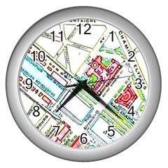 Paris Map Wall Clocks (silver) 