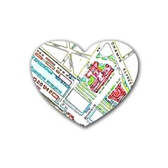Paris Map Rubber Coaster (heart)  by Simbadda