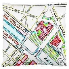 Paris Map Large Cushion Case (one Side) by Simbadda