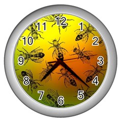 Insect Pattern Wall Clocks (silver) 