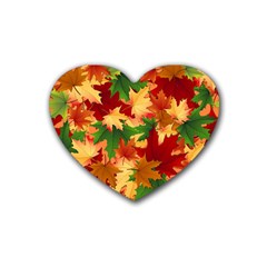 Autumn Leaves Heart Coaster (4 Pack)  by Simbadda