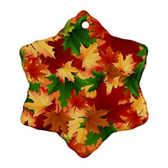 Autumn Leaves Snowflake Ornament (two Sides) by Simbadda