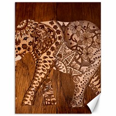 Elephant Aztec Wood Tekture Canvas 12  x 16  