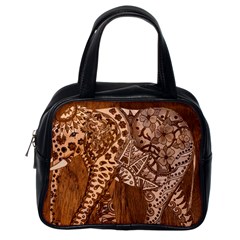 Elephant Aztec Wood Tekture Classic Handbags (One Side)