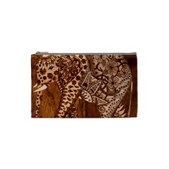 Elephant Aztec Wood Tekture Cosmetic Bag (Small) 