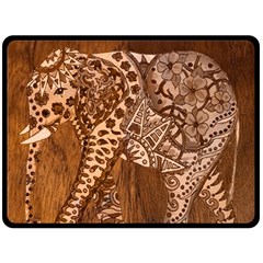 Elephant Aztec Wood Tekture Fleece Blanket (Large) 