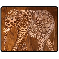 Elephant Aztec Wood Tekture Fleece Blanket (medium)  by Simbadda