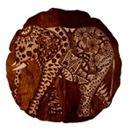 Elephant Aztec Wood Tekture Large 18  Premium Flano Round Cushions Front