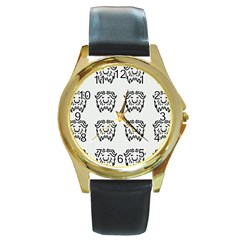 Animal Bison Grey Wild Round Gold Metal Watch by Alisyart