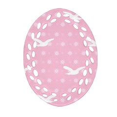 Wallpaper Same Palette Pink Star Bird Animals Oval Filigree Ornament (two Sides)