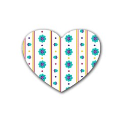 Beans Flower Floral Blue Rubber Coaster (heart) 